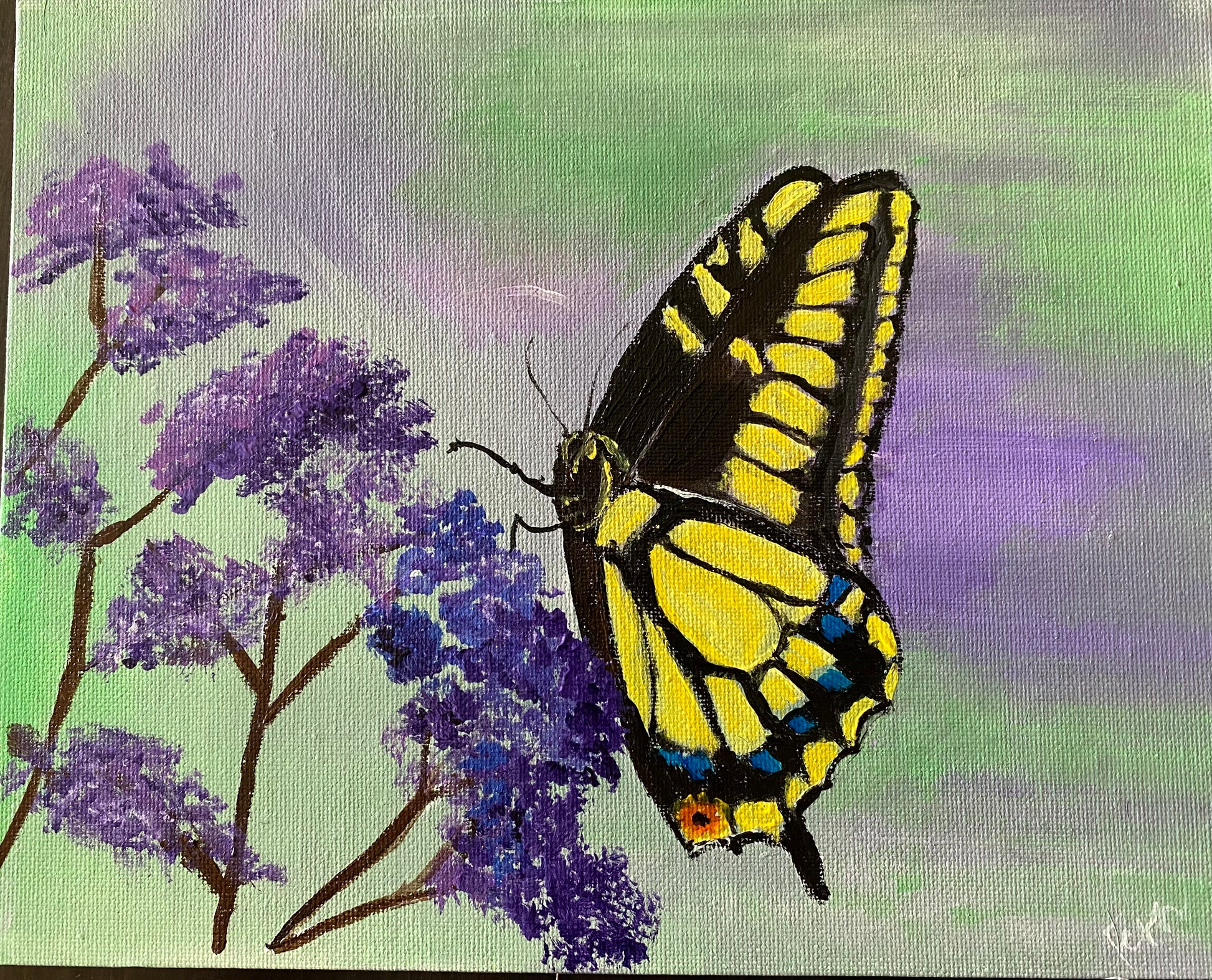 Monarch Butterfly with Purple Flowers