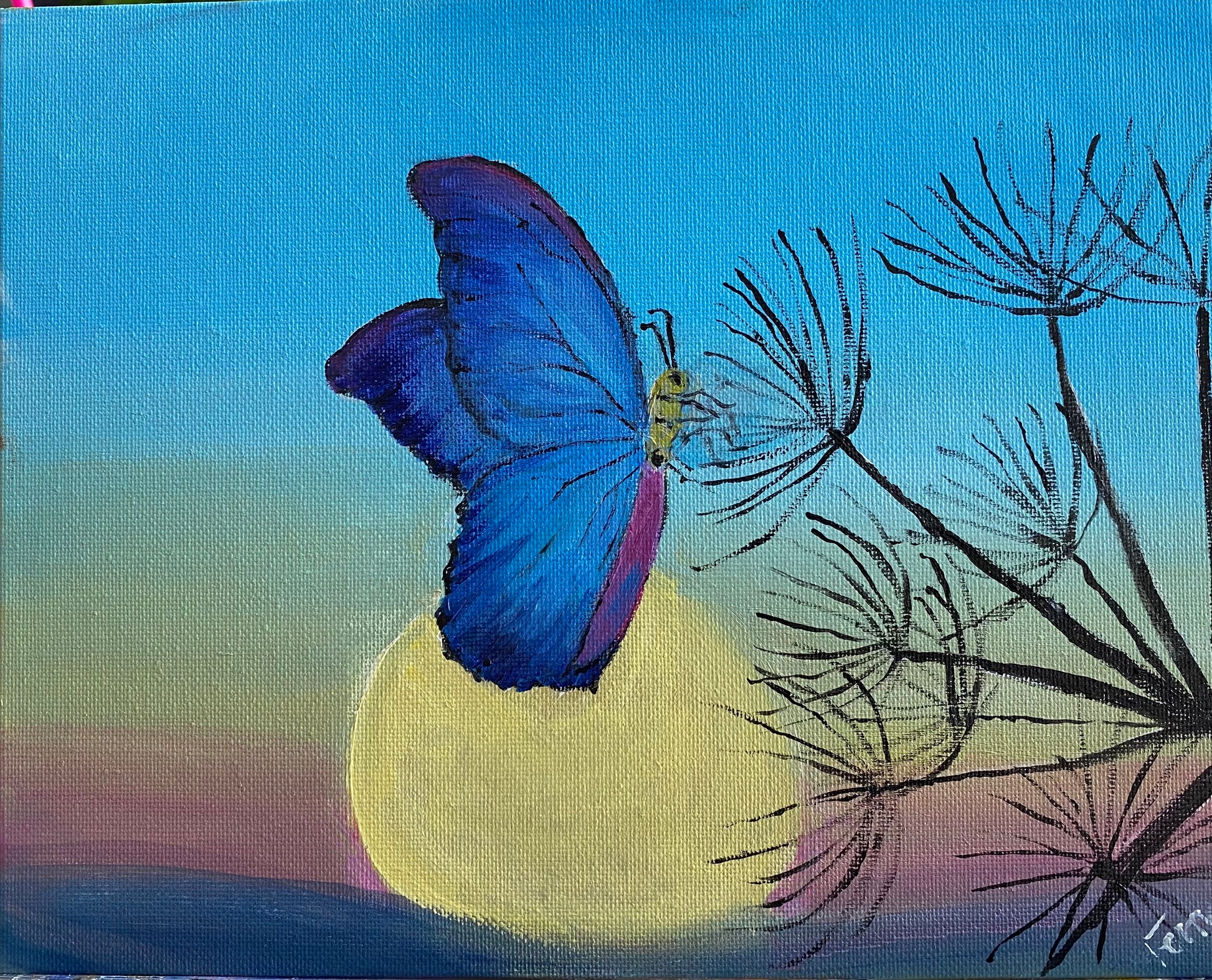 Blue Butterfly on a Globe of Wishes
