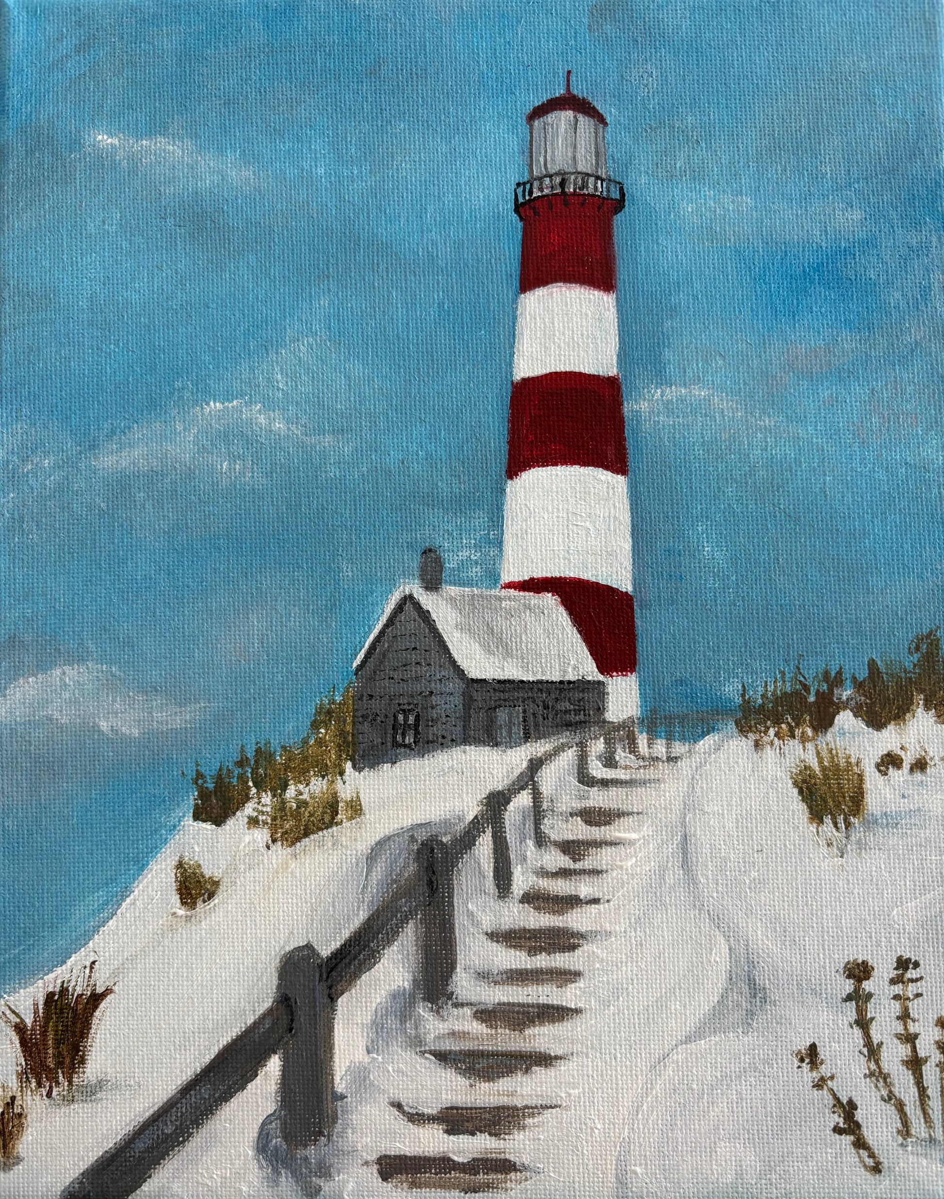 Steps to the winter lighthouse