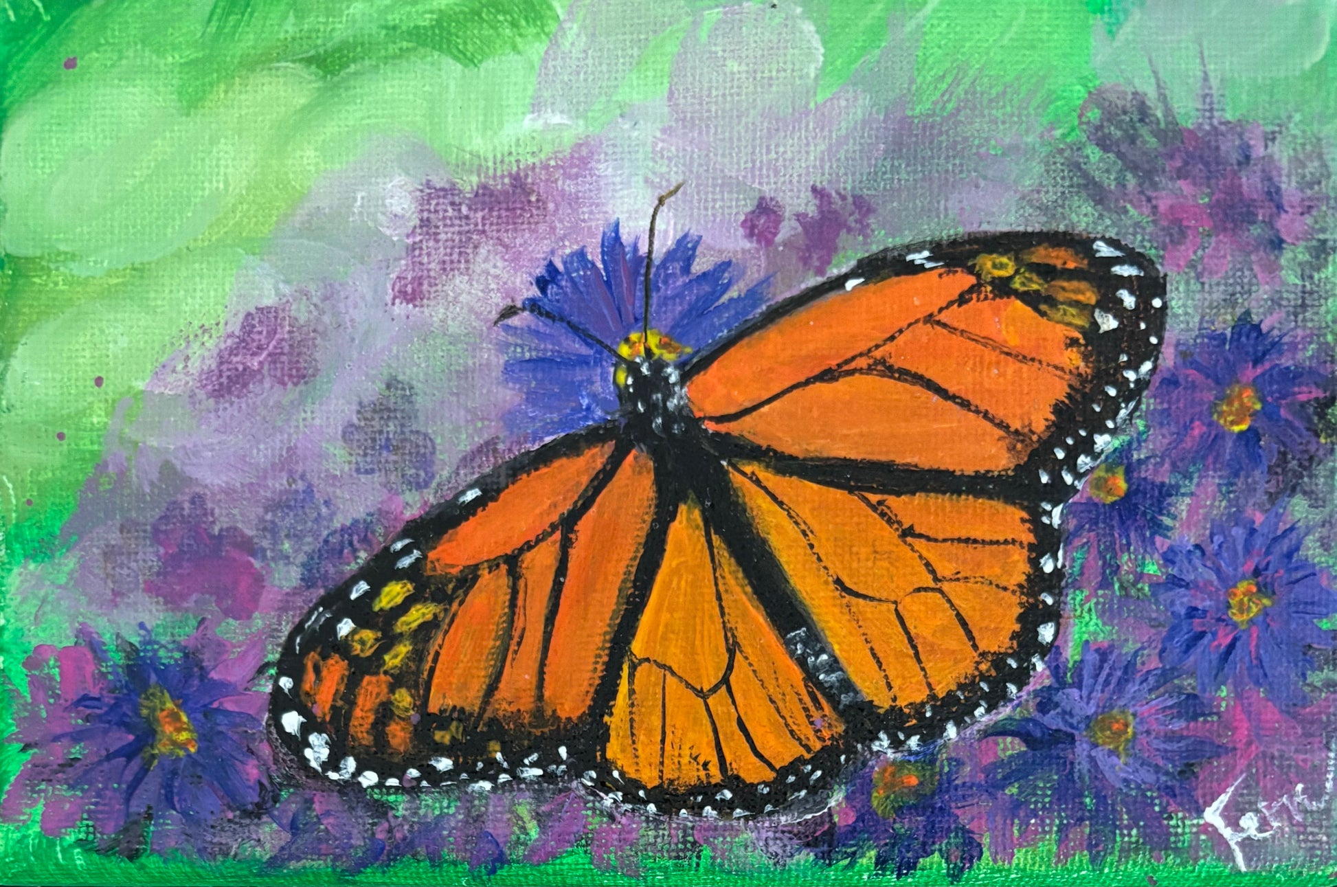 Monarch Butterfly with Purples and Pinks