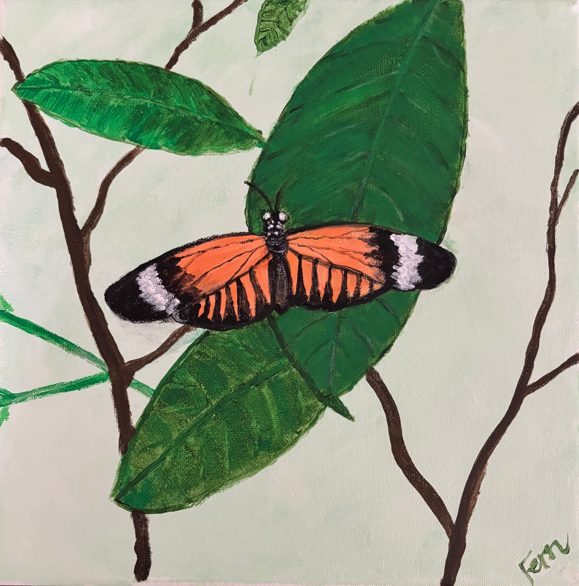 Orange and Black Butterfly on leaves