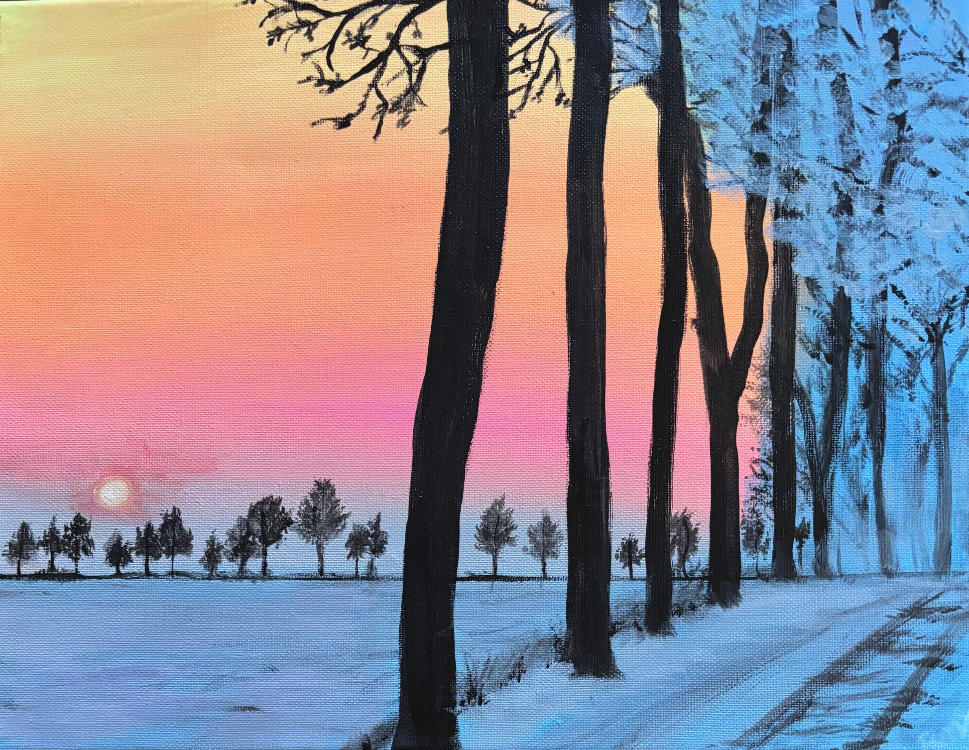 Pink Winter Farm Path